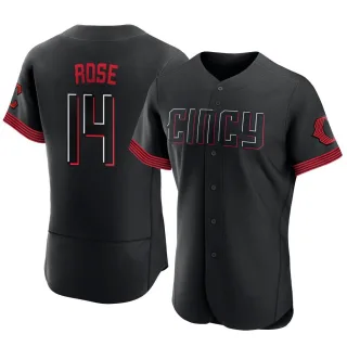 Men's Authentic Black Pete Rose Cincinnati Reds 2023 City Connect Jersey