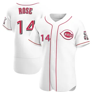 Men's Authentic White Pete Rose Cincinnati Reds Home Jersey