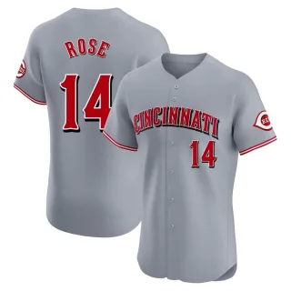 Men's Elite Gray Pete Rose Cincinnati Reds Road Jersey