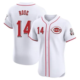 Men's Elite White Pete Rose Cincinnati Reds Home Jersey