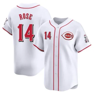 Men's Limited White Pete Rose Cincinnati Reds Home Jersey