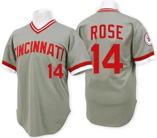 Men's Replica Grey Pete Rose Cincinnati Reds Throwback Jersey