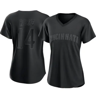 Women's Authentic Black Pete Rose Cincinnati Reds Pitch Fashion Jersey