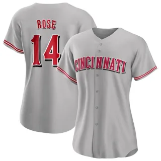 Women's Authentic Gray Pete Rose Cincinnati Reds Road Jersey