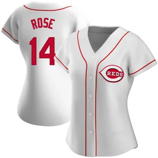 Women's Authentic White Pete Rose Cincinnati Reds Home Jersey